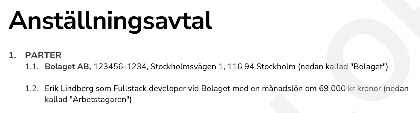 Färdig signerad PDF med ifyllda värden